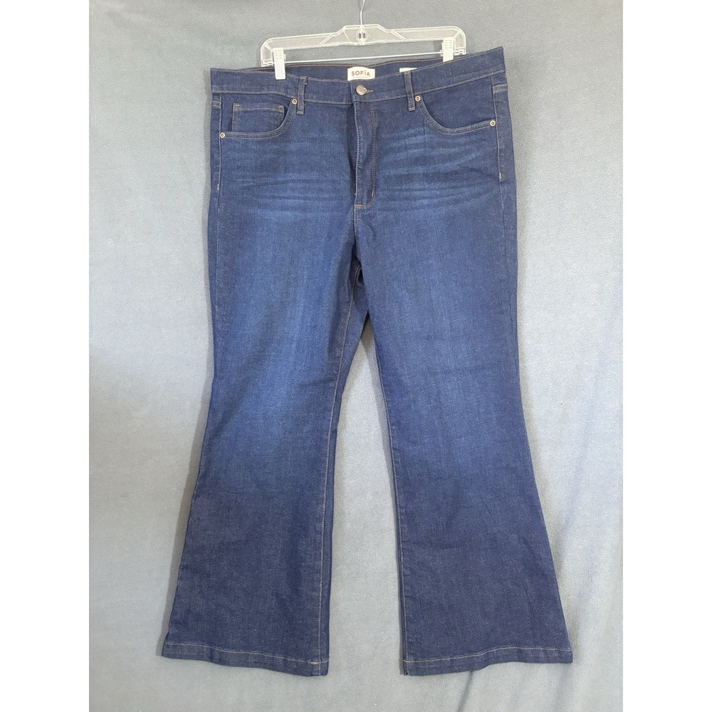 Sophia Vergara Melisa Flare Stretch Pull On Jeans Sz 20 dark Wash Denim